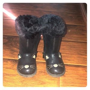 Cat & Jack kitty with fur lining black boots 5